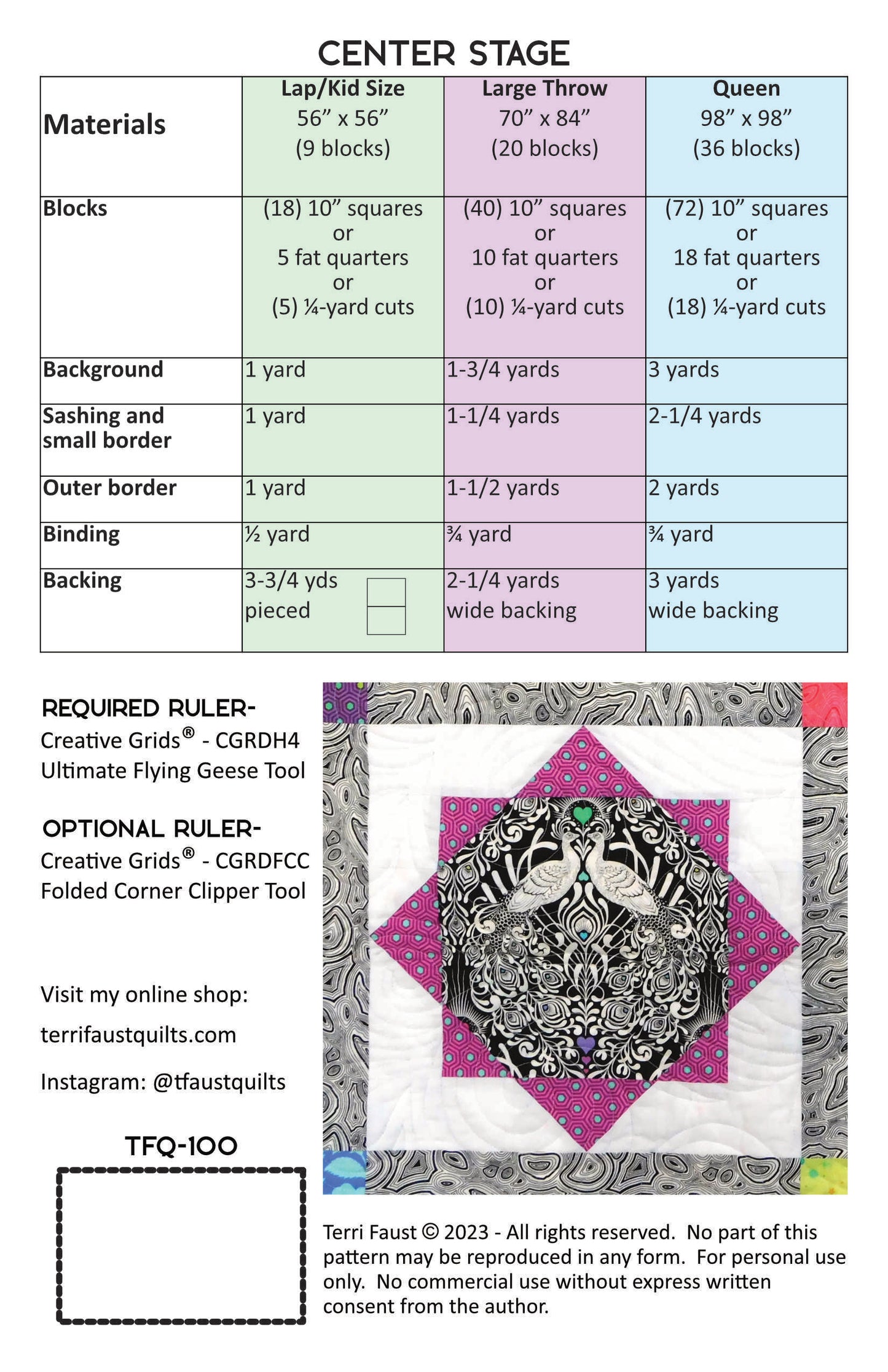 Center Stage - PDF digital download quilt pattern