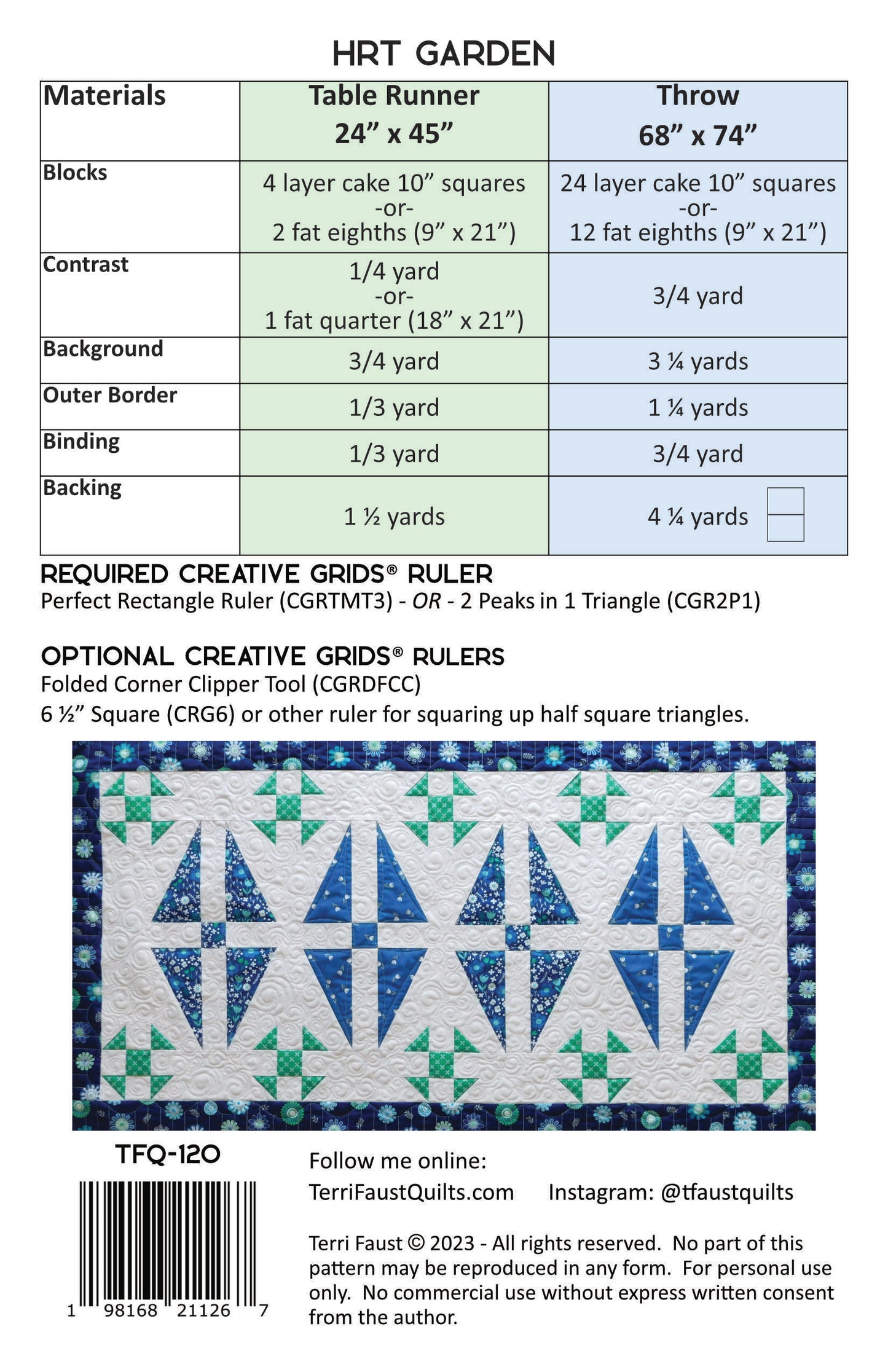 HRT Garden (Half Rectangle Triangle) - PDF digital download quilt pattern