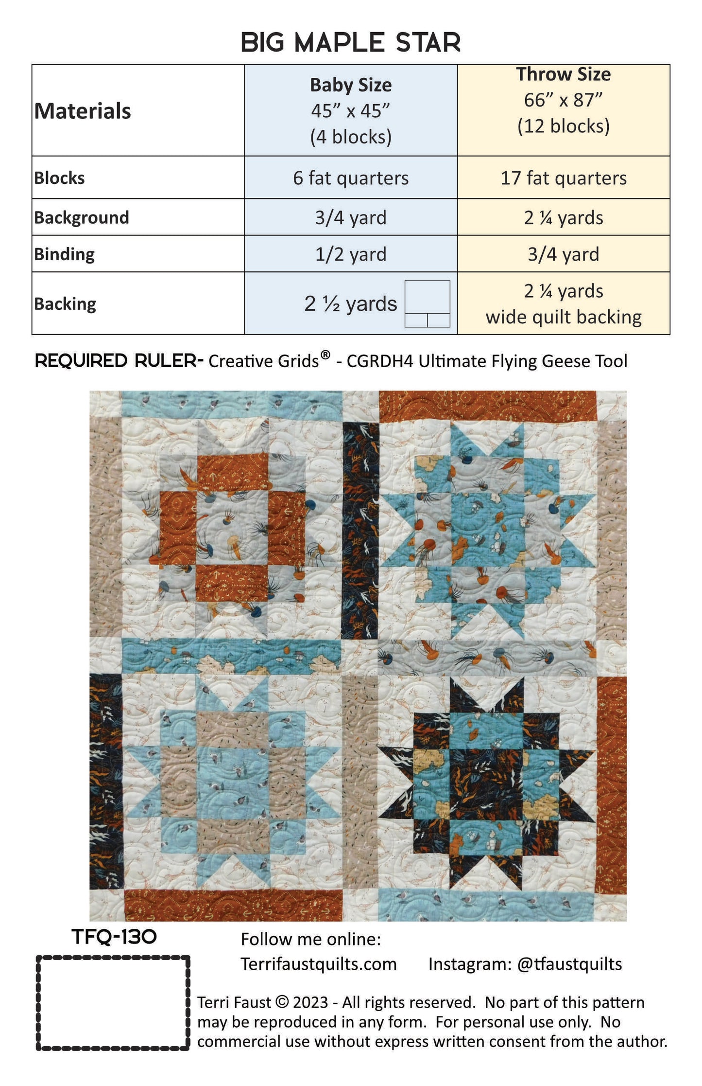 Big Maple Star - PDF digital download quilt pattern